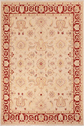 handmade Traditional Kafkaz Beige Red Hand Knotted RECTANGLE 100% WOOL area rug 8 x 10